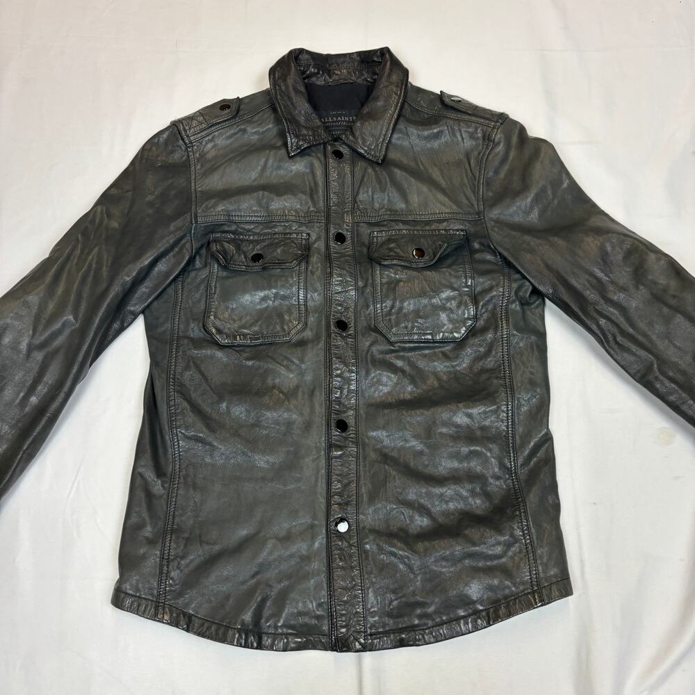 Allsaints Spitalfields Leather Section Shirt Jack… - image 2